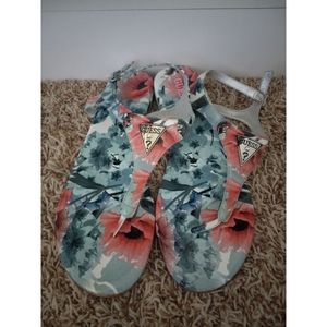 Guess Factory Carmela Floral T-Strap Sandals